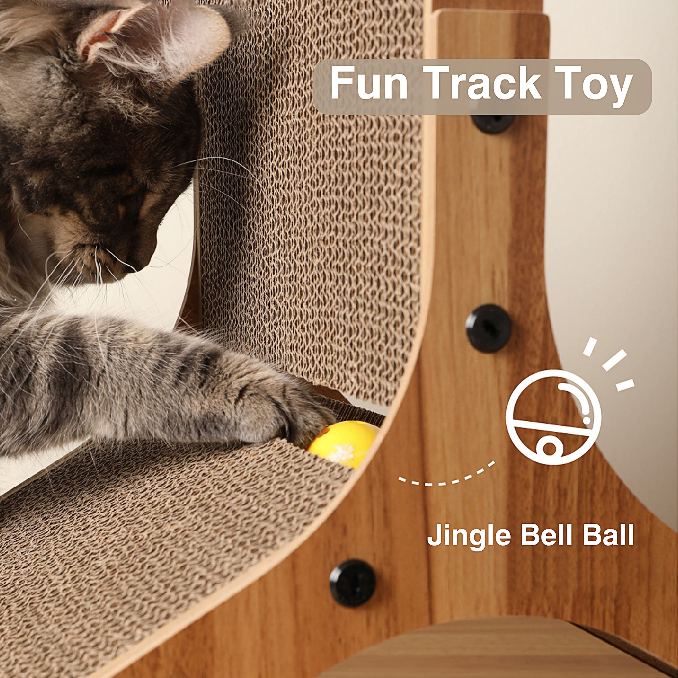 Cat Scratcher Pad, Cardboard Cat Scratcher with Cat Toys Ball Track for Indoor Cats and Kitten