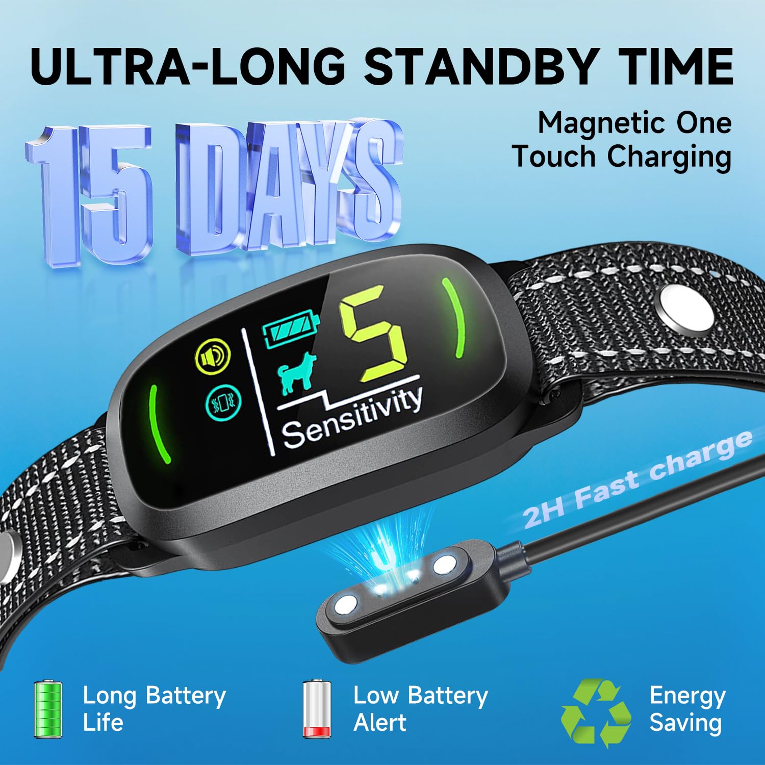 Anti Barking Dog Collars，Rechargeable Smart Bark Collar Harmless