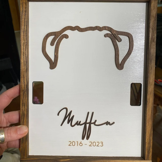 Custom Dog Collar Memorial Frame - Personzlized Dog Ear Frame Art