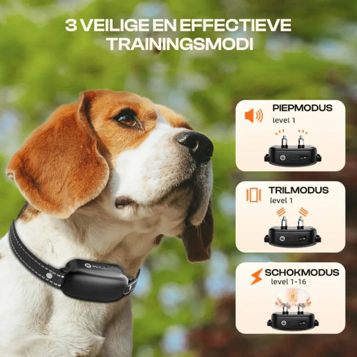 Electric Dog Training Collar with Remote Control, Waterproof, 16 Adjustable Shock Levels, 1000 m Range, Beep and Vibration Modes