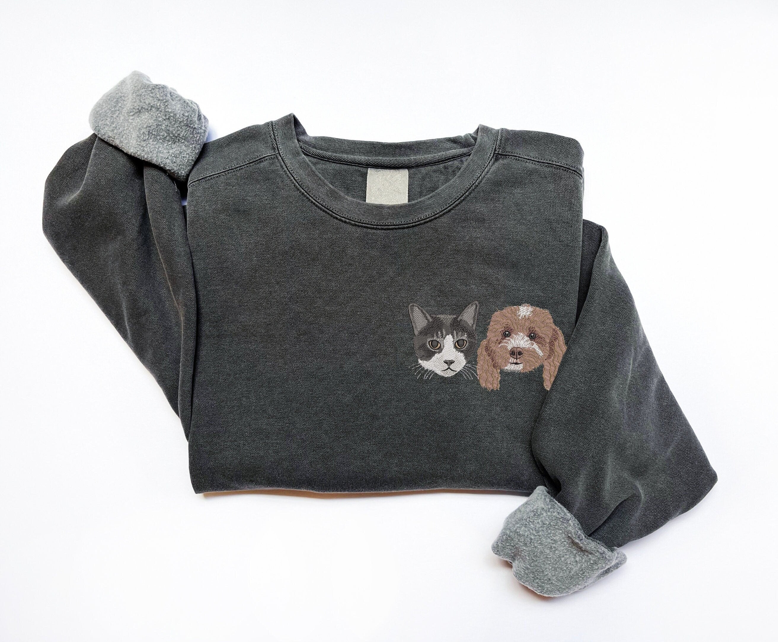 Custom Embroidered Dog Portrait Photo Sweatshirt | Gifts For Pet Lovers