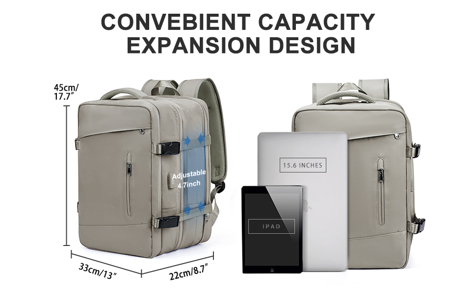 expandable backpack size