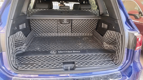 pet couch cover laid in trunk of car for dog