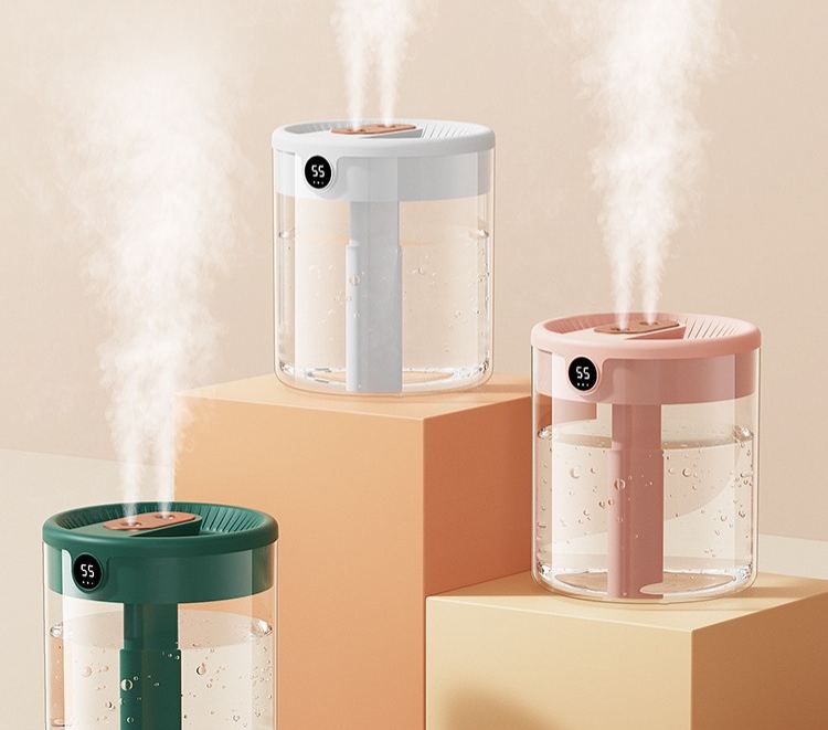 2L Dual Spray Humidifier Home Office Desktop Large Capacity Digital Display Bedroom Air Spray Aromatherapy Atmosphere Light