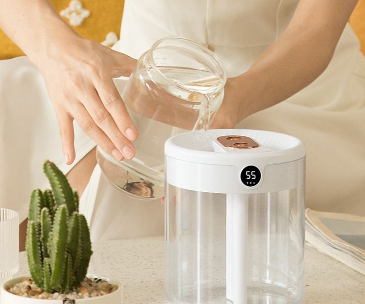 2L Dual Spray Humidifier Home Office Desktop Large Capacity Digital Display Bedroom Air Spray Aromatherapy Atmosphere Light