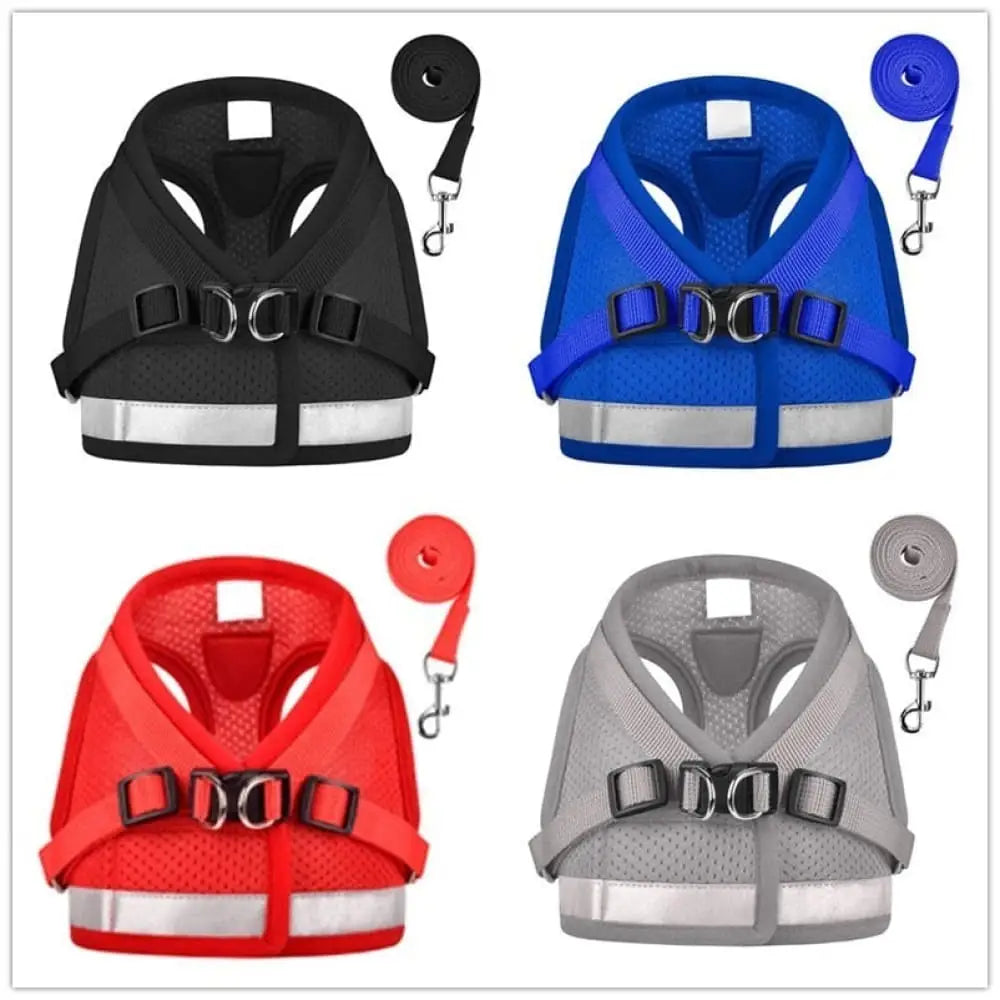 Reflective Breathable Escape Proof Pet Harness Leash Set For Small, Medium Dogs