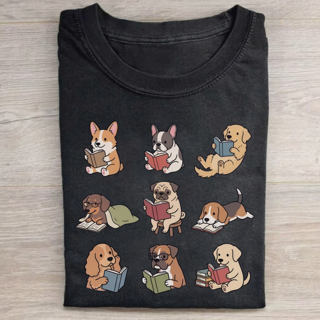 Magmoo Funny Dog Reading T-shirt