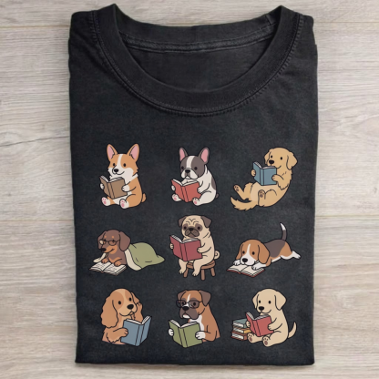 Magmoo Funny Dog Reading T-shirt