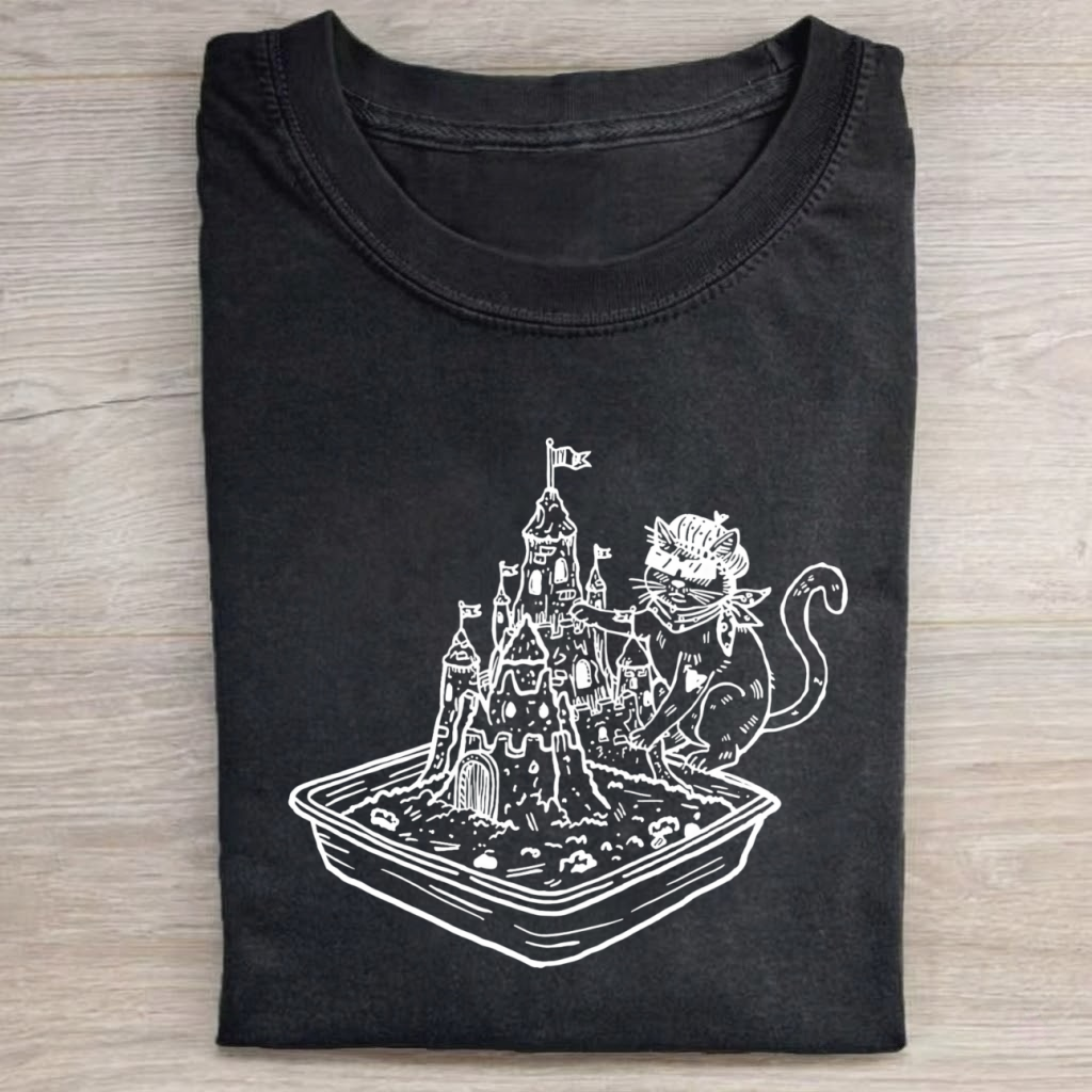 Magmoo Sunglasses Kitty Sand Castle Litter Box T-shirt