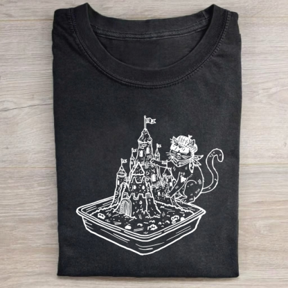 Magmoo Sunglasses Kitty Sand Castle Litter Box T-shirt