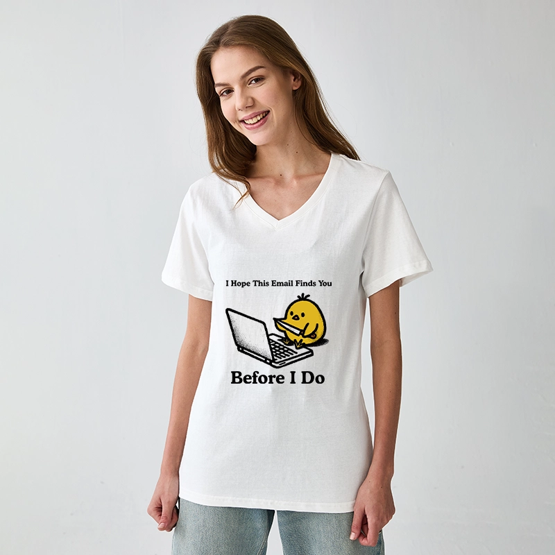 Magmoo Chicken Knife Email Meme V-Neck Classic T-Shirt-Magmoo