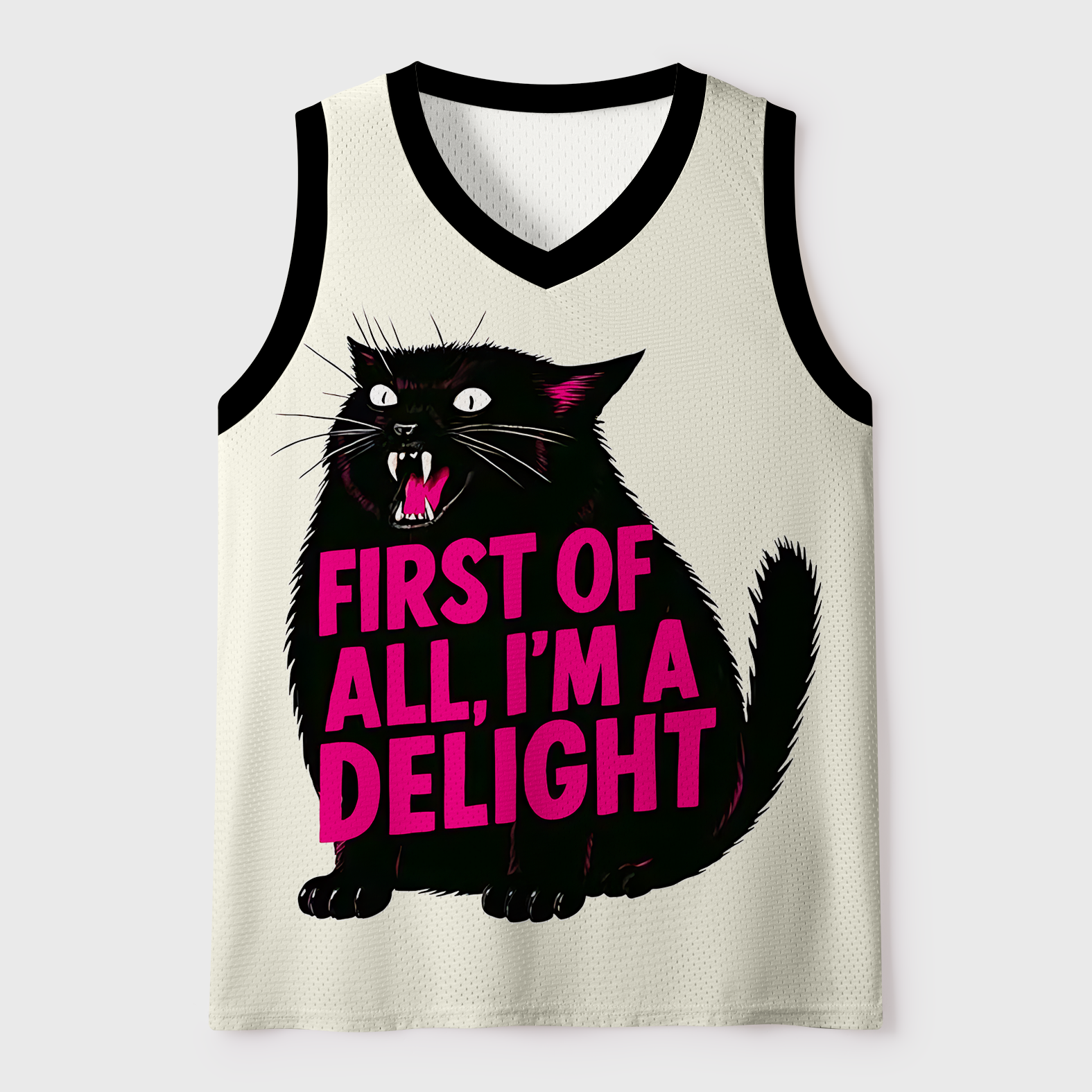 Magmoo Delightful Chaos: Black Cat Mesh Tank Top