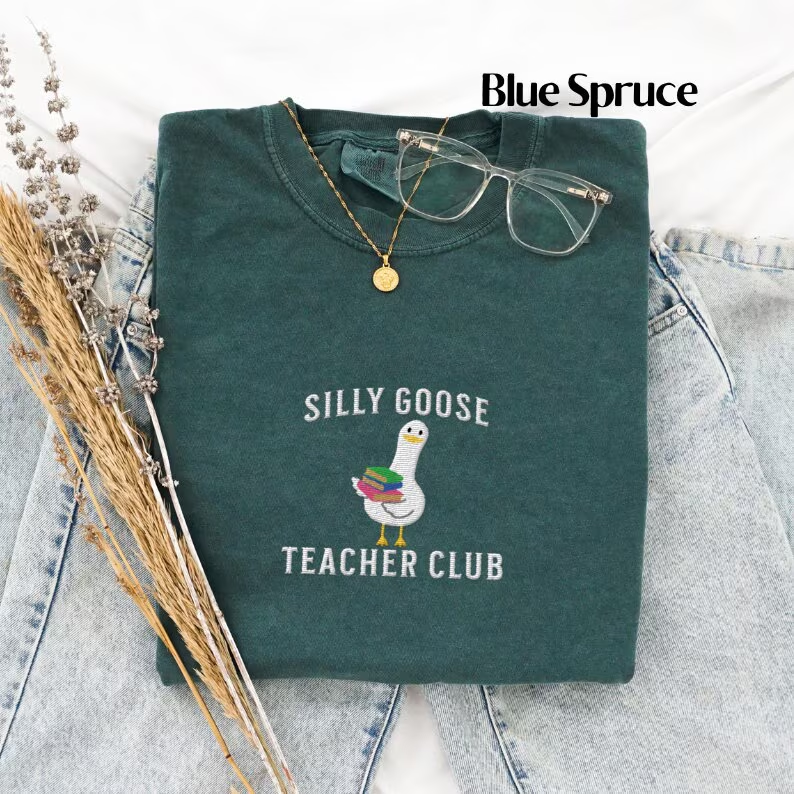 Multi color Embroidered Silly Goose T-shirt-Magmoo