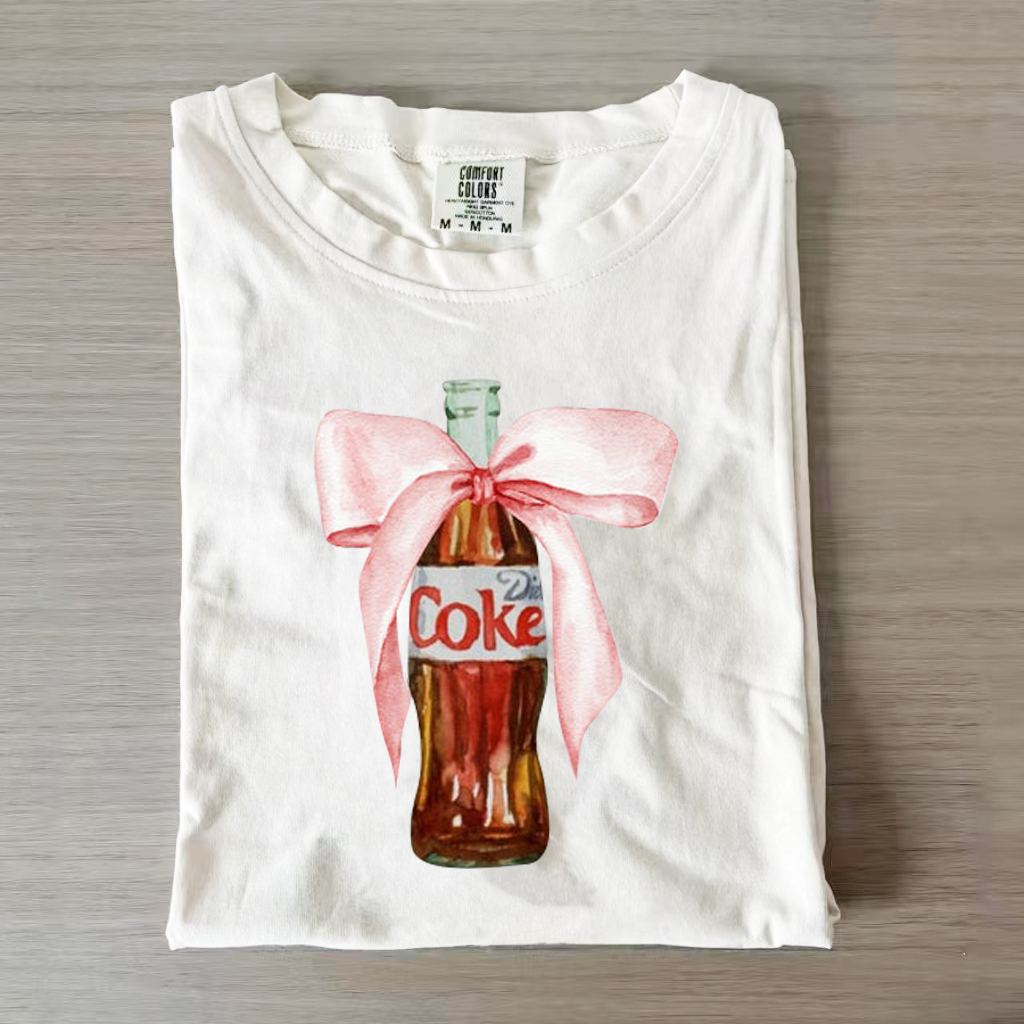 Comfort Colors Diet Coke Pink Bow T-Shirt