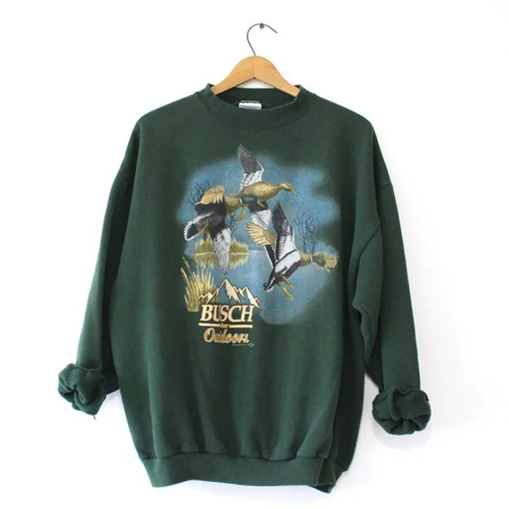 Vintage Busch Beer Outdoors Duck Sweatshirt-Magmoo