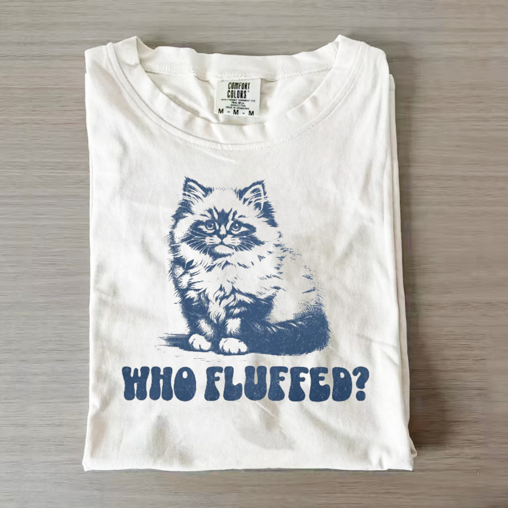 Who Fluffed Cat T-Shirt-Magmoo