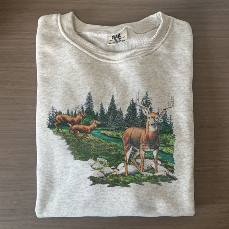 Vintage 90s National Wildlife Deer Sweatshirt-Magmoo