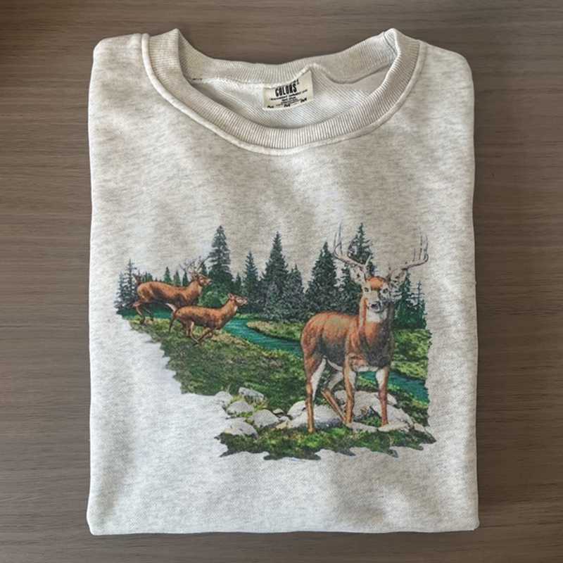 Vintage 90s National Wildlife Deer Sweatshirt-Magmoo