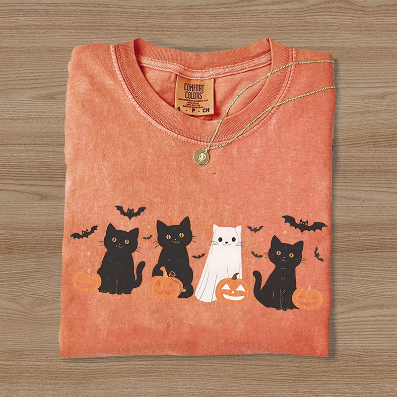 Comfort Colors Halloween Cat T-shirt-Magmoo