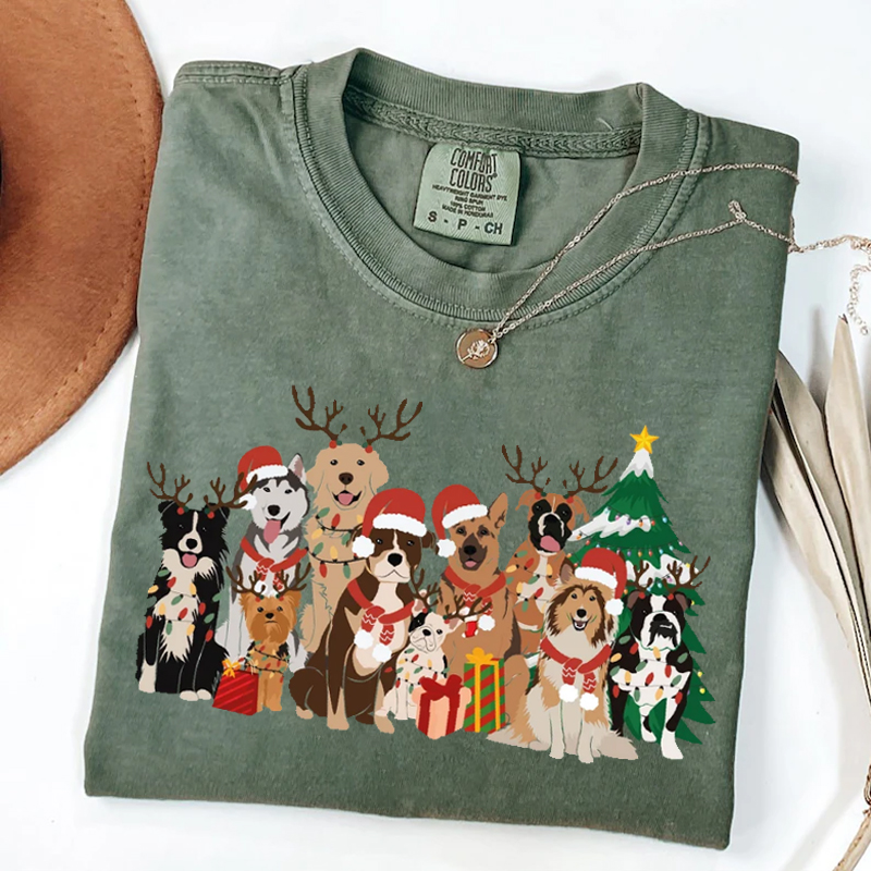 Christmas Dogs T-shirt-Magmoo