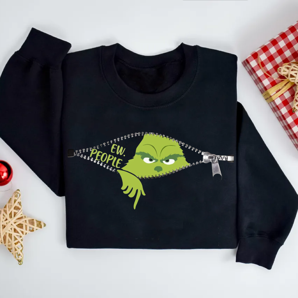 Ew People Grinch Face Xmas Christmas Sweatshirt