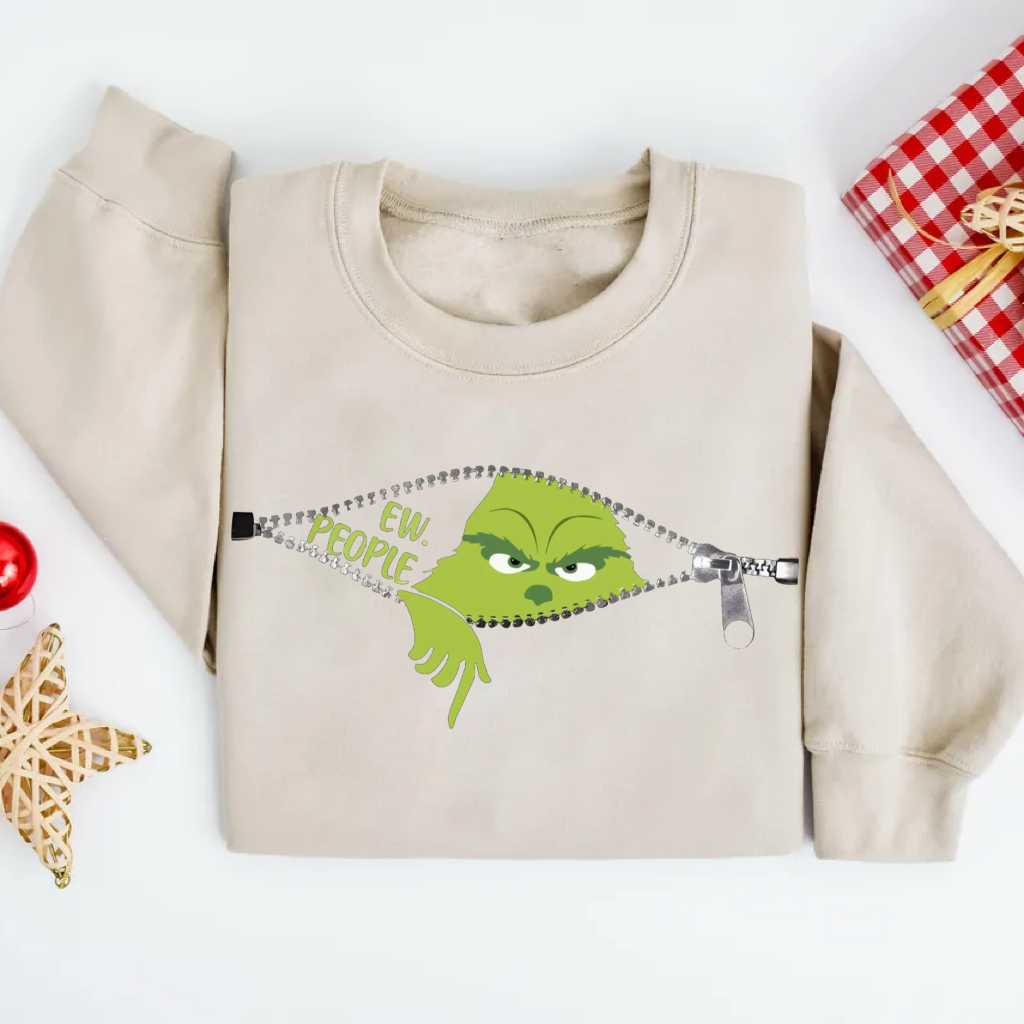 Ew People Grinch Face Xmas Christmas Sweatshirt