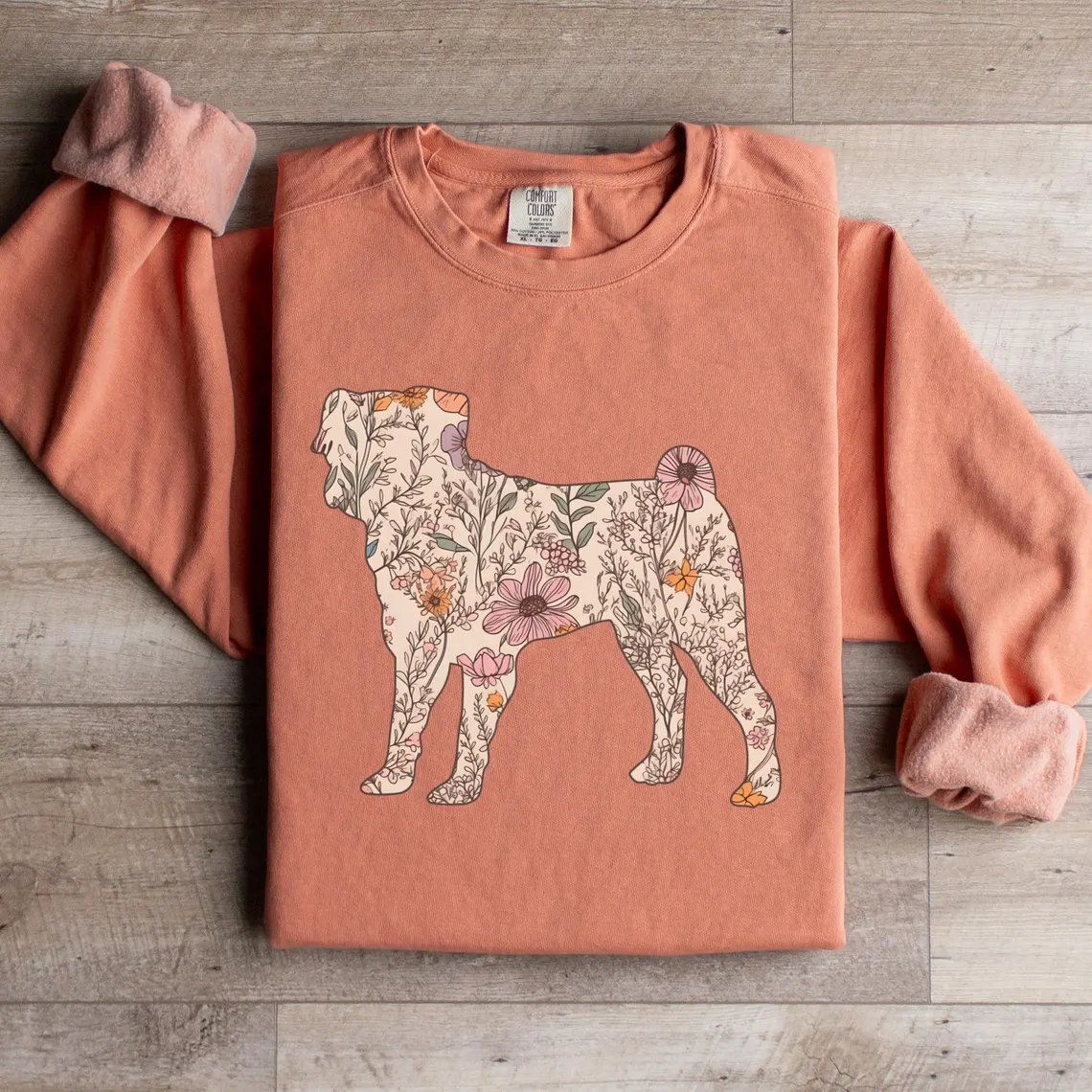 Floral Pug Mama T-Shirt