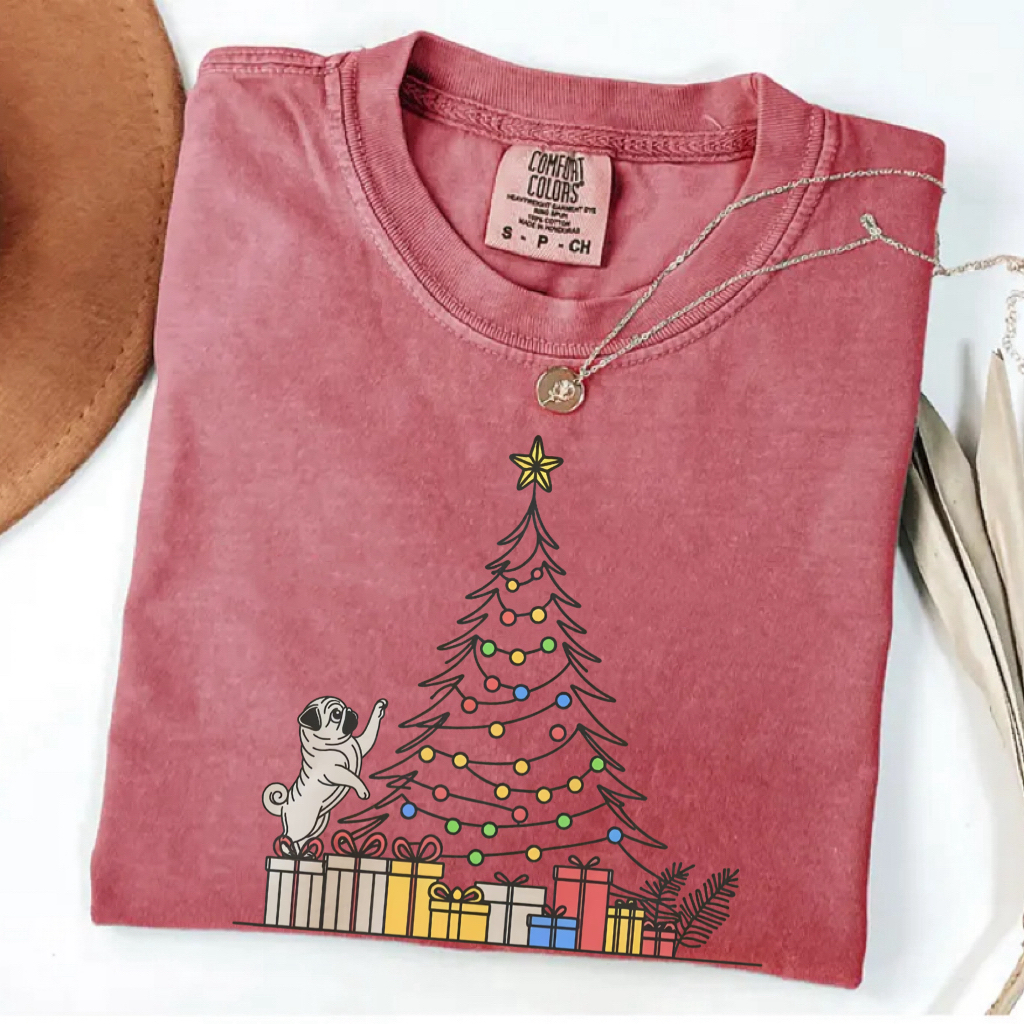 Christmas Pug Shirt Christmas Tree Pug T-Shirt