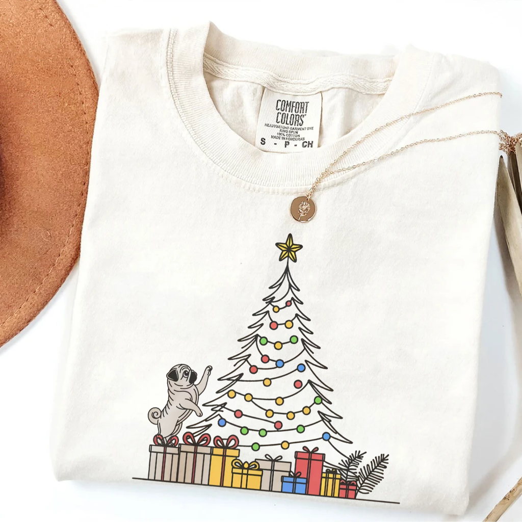 Christmas Pug Shirt Christmas Tree Pug T-Shirt