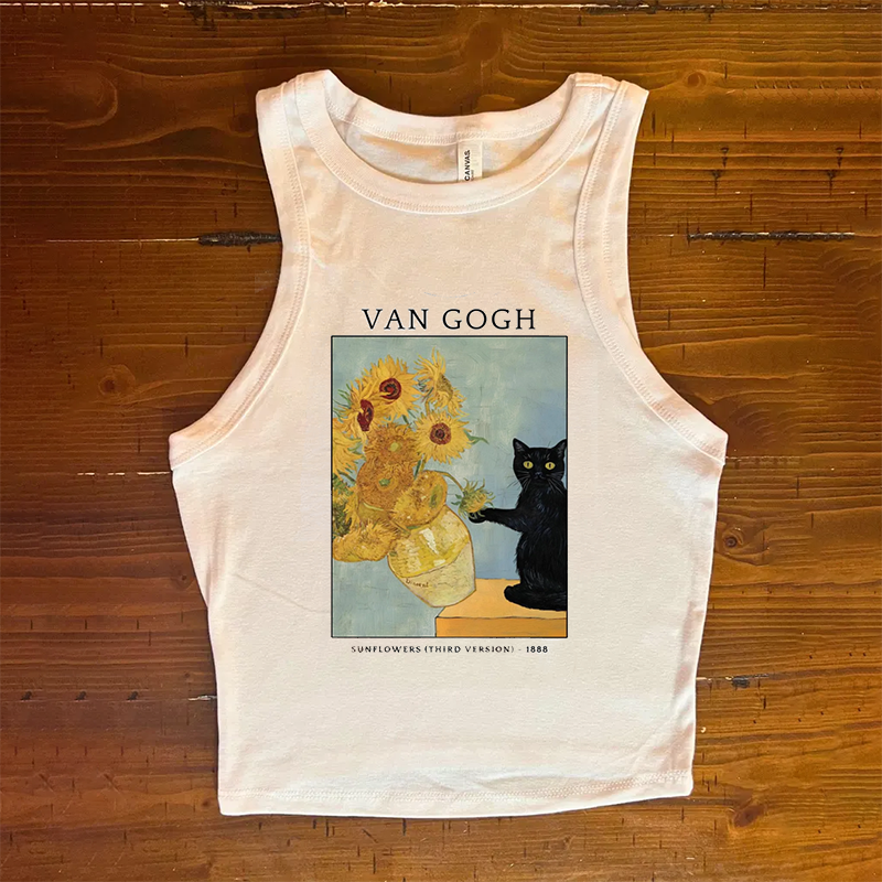 Van Gogh Cat Tank Top-Magmoo