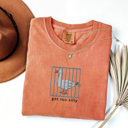 Got too silly Embroidered T-shirt-Magmoo