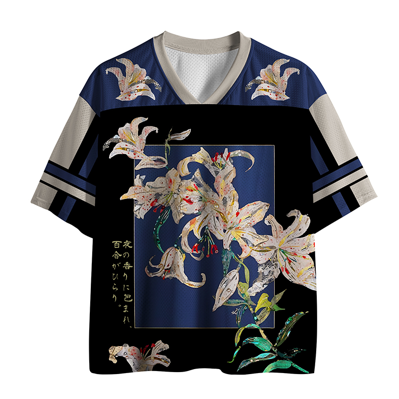 Magmoo Glowing White Lilies Mesh Jersey-Magmoo
