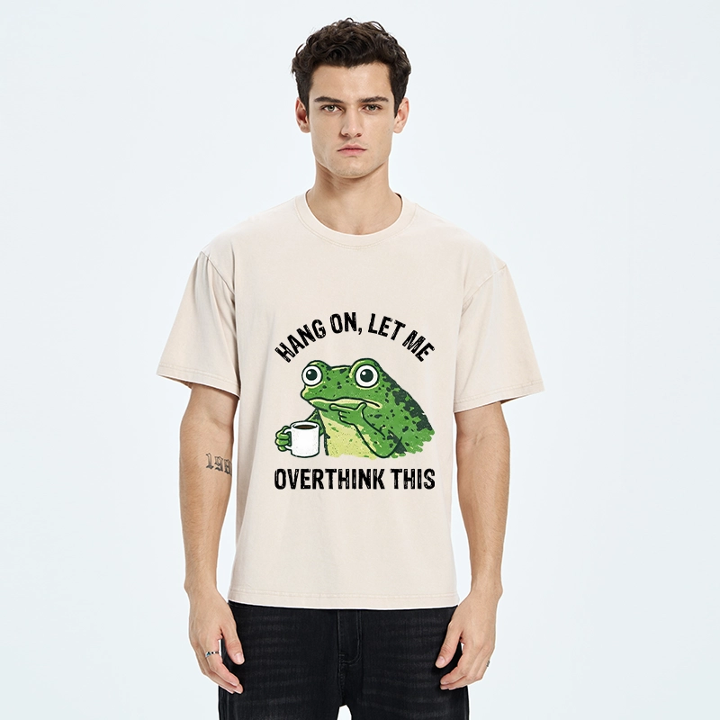 Magmoo Overthinking Frog With Coffee Washed T-Shirt