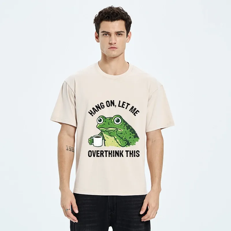 Magmoo Overthinking Frog With Coffee Washed T-Shirt