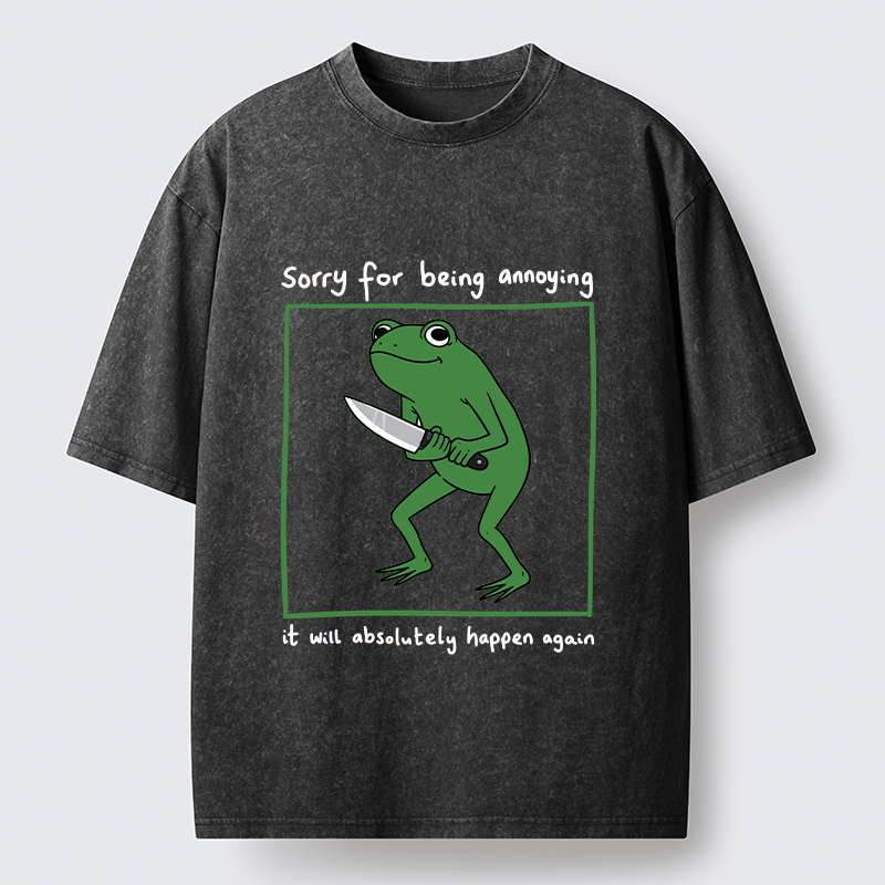 Magmoo Frog Holding A Knife Japan Washed T-Shirt