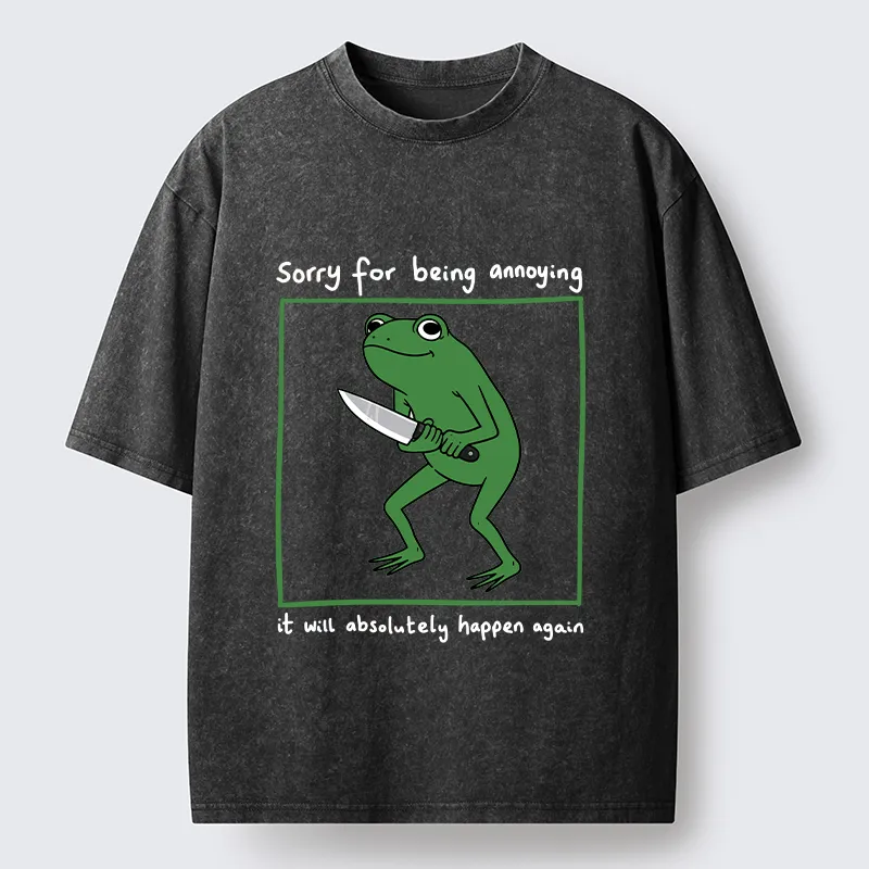 Magmoo Frog Holding A Knife Japan Washed T-Shirt