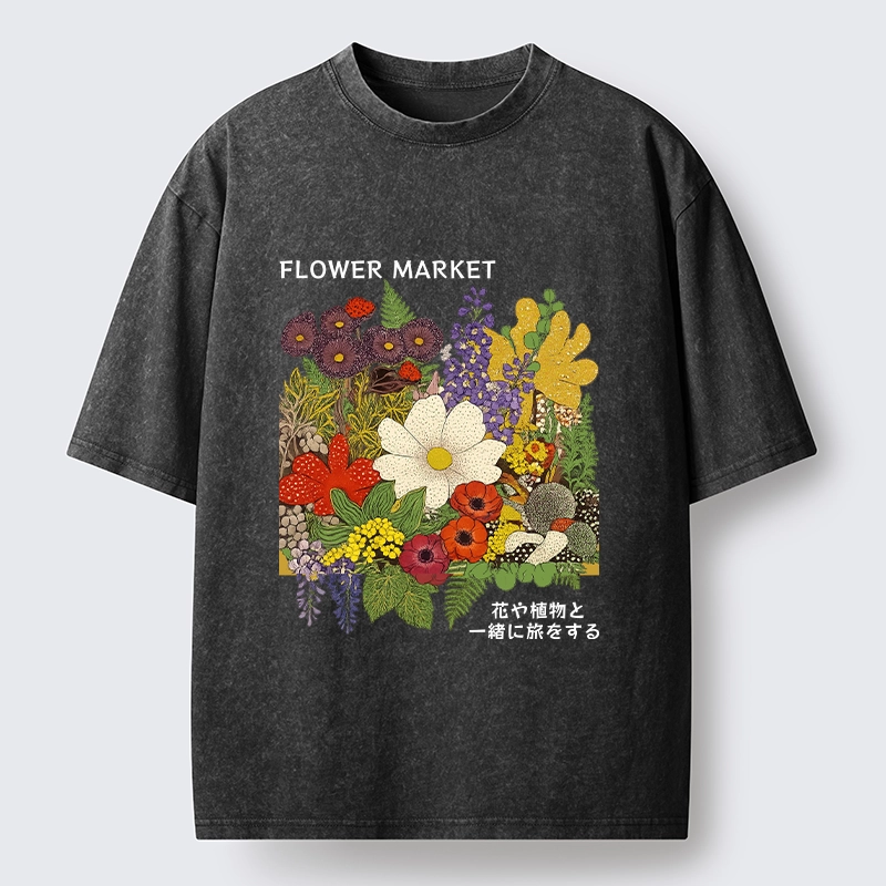 Magmoo Vintage Flower Market Blooms Washed T-Shirt-Magmoo