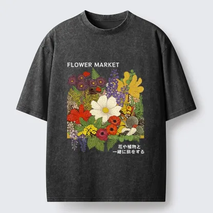 Magmoo Vintage Flower Market Blooms Washed T-Shirt-Magmoo
