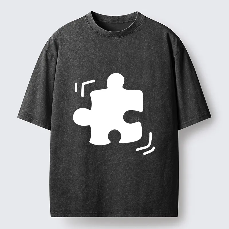 Magmoo Black Puzzle Piece Washed T-Shirt-Magmoo