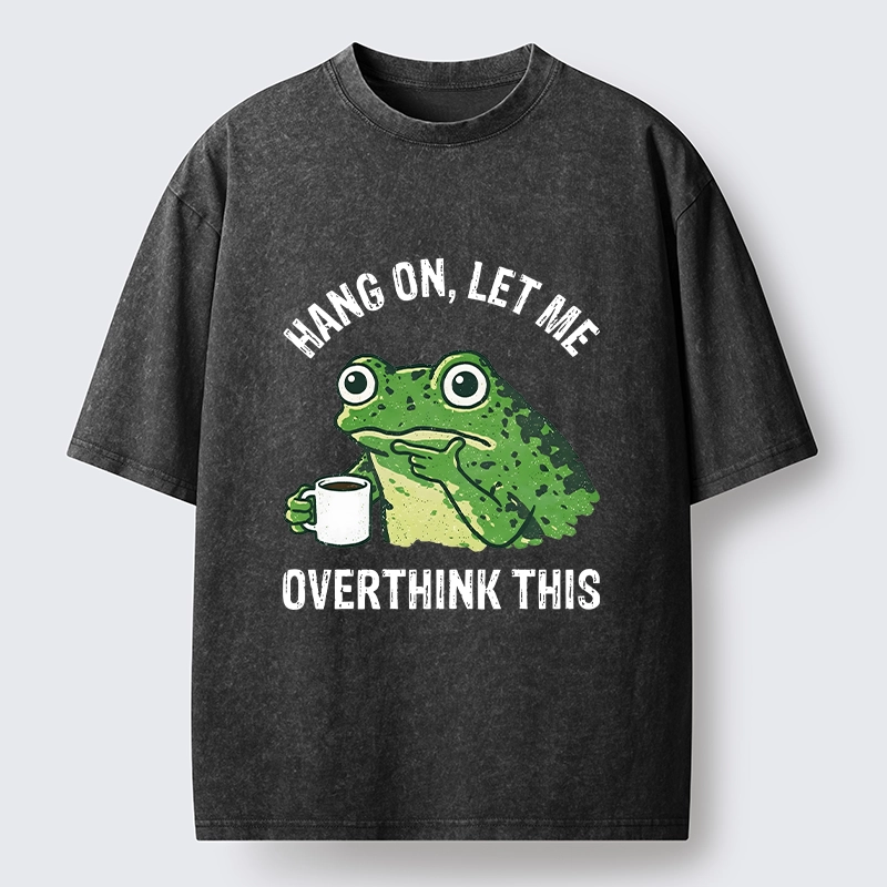 Magmoo Overthinking Frog With Coffee Washed T-Shirt