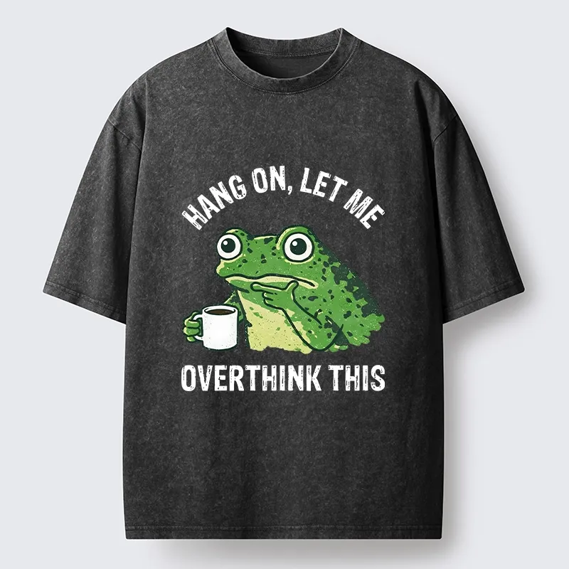 Magmoo Overthinking Frog With Coffee Washed T-Shirt