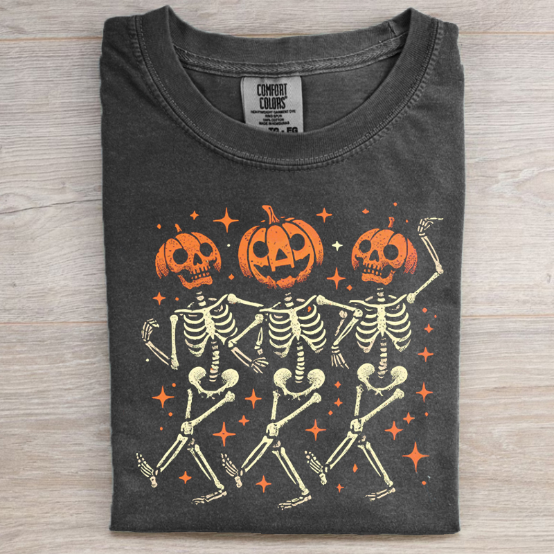 Pumpkin Skeleton Halloween T-shirt-Magmoo