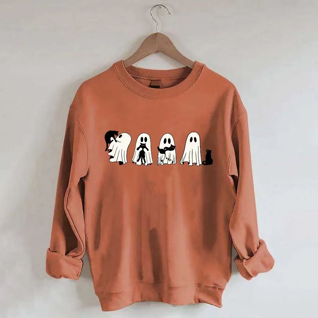 Halloween Black Cat & Ghost Comfort Colors Shirt-Magmoo