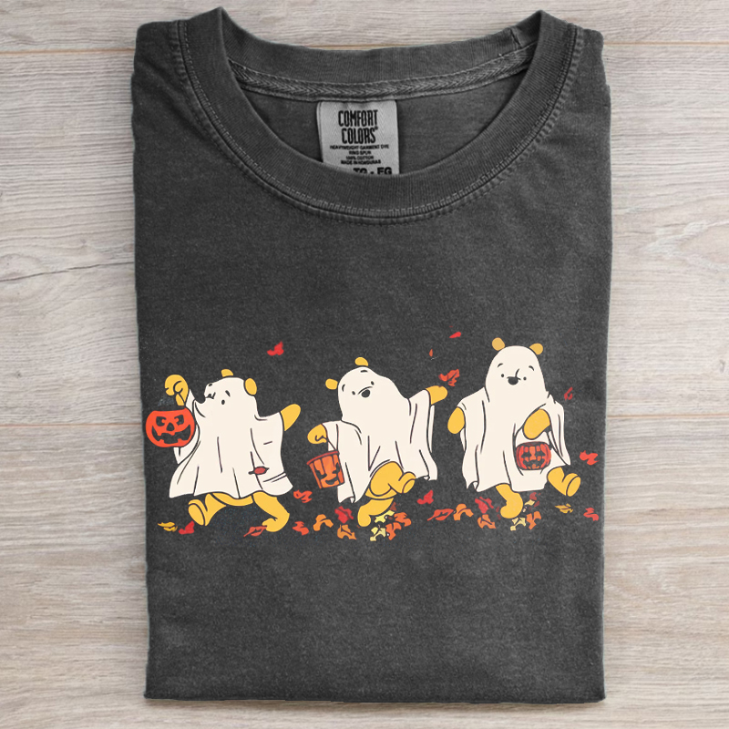 Retro Pooh Ghost Halloween T-shirt-Magmoo