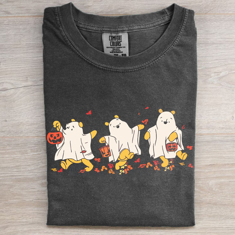 Retro Pooh Ghost Halloween T-shirt-Magmoo
