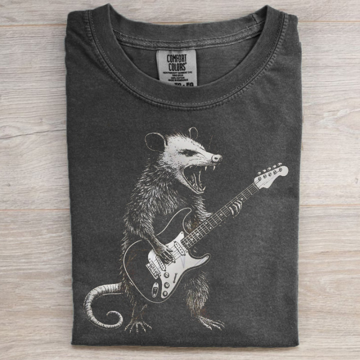 Possum Playing Guitar Comfort Colors T-shirt-Magmoo