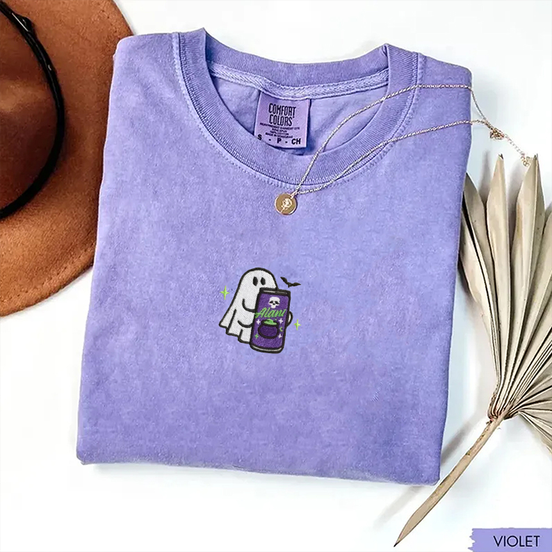 Embroidered Spooky Ghost Halloween T-shirt