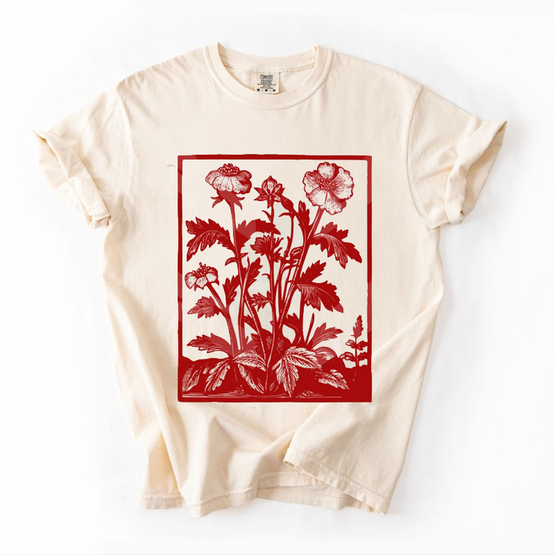 Vintage Wildflowers Graphic T-shirt-Magmoo