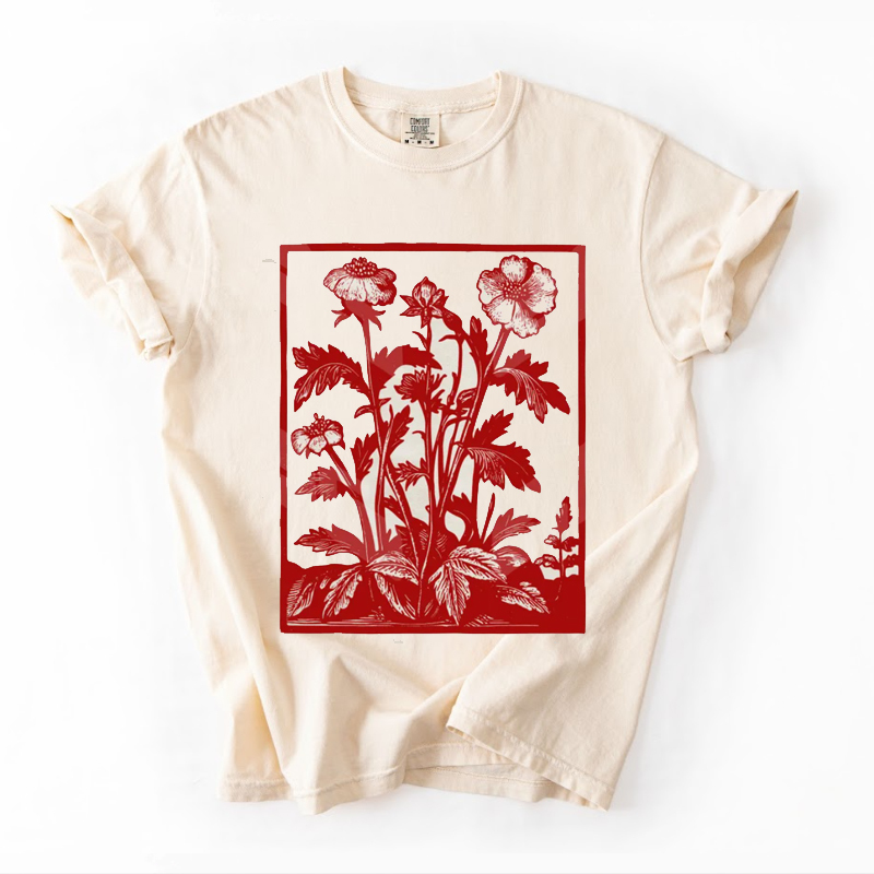 Vintage Wildflowers Graphic T-shirt-Magmoo