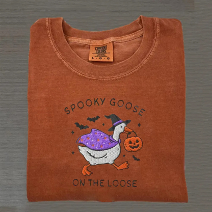 Embroidered Spooky Goose T-shirt-Magmoo